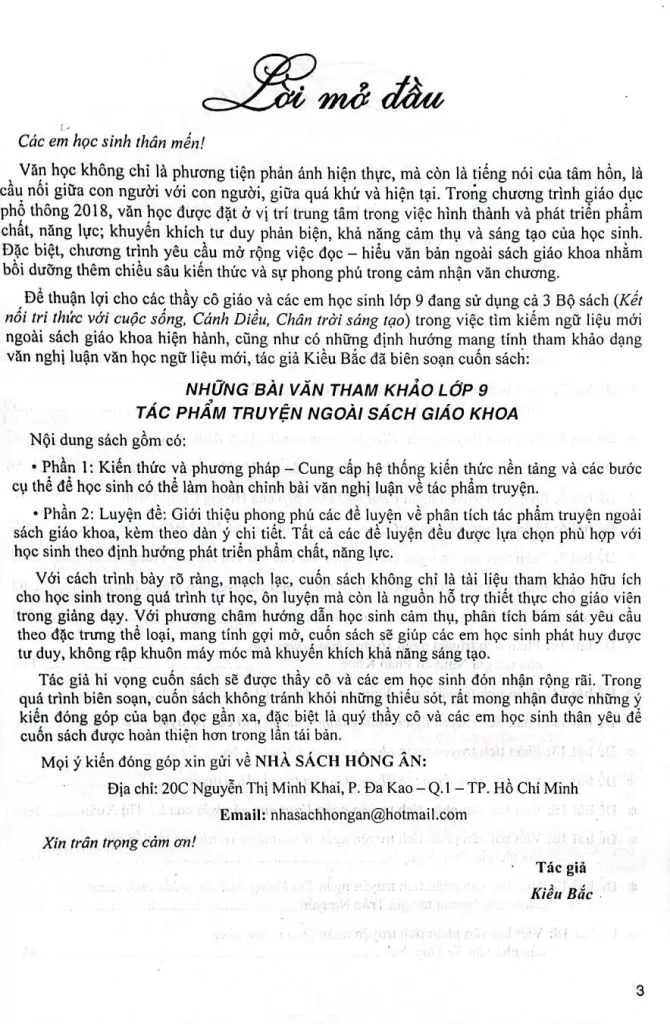 NHỮNG BÀI VĂN THAM KHẢO LỚP 9 - TÁC PHẨM TRUYỆN NGOÀI SÁCH GIÁO KHOA (Dùng chung cho các bộ SGK hiện hành)
